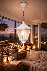 Kare Zincirli Fener Bahçe Aydınlatma Tavan Armatürü BEYAZ