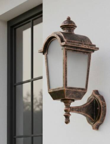 Konsollu Fayton Fener Bahçe Aydınlatma Armatürü Bakır - 1