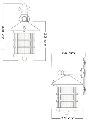 Konsollu Perge Fener Bahçe Aydınlatma Armatürü Sarı Eskitme - 3