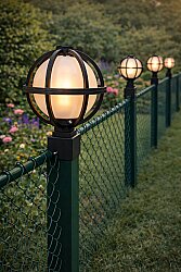 Panel Çim Çit Kare Tabanlı Meridyen Direk Üstü Bahçe Armatürü Siyah - 1