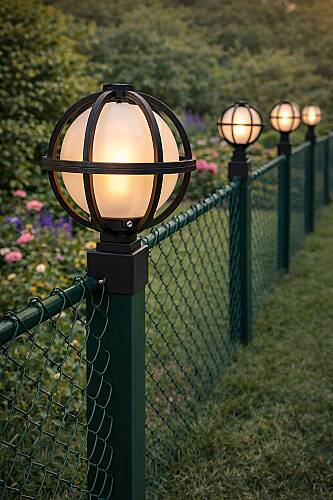 Panel Çim Çit Kare Tabanlı Meridyen Direk Üstü Bahçe Armatürü Siyah - 1