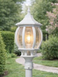 Sekizgen Direk Üstü Fener Bahçe Lamba Aydınlatma Armatürü BEYAZ