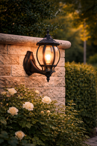 Sekizgen Konsollu Fener Bahçe Lamba Aydınlatma Armatürü SİYAH - 3