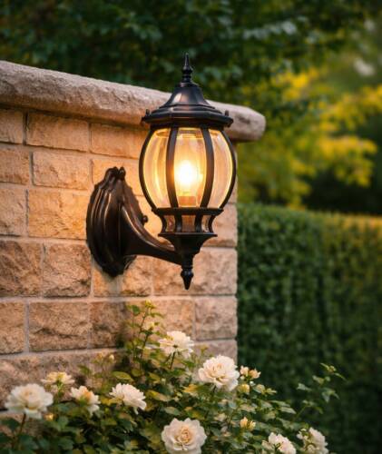 Sekizgen Konsollu Fener Bahçe Lamba Aydınlatma Armatürü SİYAH - 1