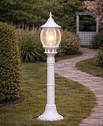 Sekizgen Plastik Direkli Bahçe Armatürü - Bahçe Lambası Beyaz