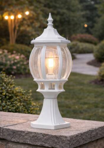 Sekizgen Set Üstü Fener Bahçe Lamba Aydınlatma Armatürü Beyaz - 1