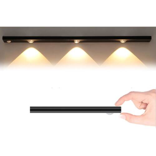 Sensörlü Şarjlı Mıknatıslı 3 Farklı Işık Renkli Dimmerli 40cm Siyah Led Aplik - 2
