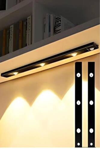 Sensörlü Şarjlı Mıknatıslı 3 Farklı Işık Renkli Dimmerli 40cm Siyah Led Aplik - 4