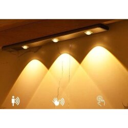 Sensörlü Şarjlı Mıknatıslı 3 Farklı Işık Renkli Dimmerli 40cm Siyah Led Aplik - 5