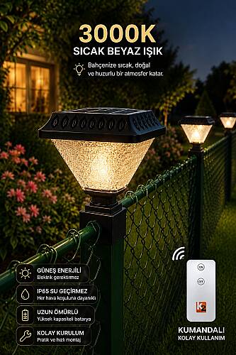 SOLAR Panel Çim Çitler için Kare Tabanlı 30 Watt Güneş Enerjili Bahçe Aydınlatma GÜNIŞIĞI (KUMANDALI) - 2
