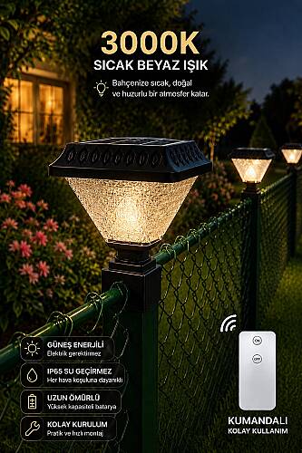 SOLAR Panel Çim Çitler için Kare Tabanlı 30 Watt Güneş Enerjili Bahçe Aydınlatma GÜNIŞIĞI (KUMANDALI) - 2