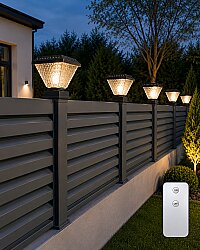 SOLAR PANJUR Çitler için Kare Tabanlı 30 Watt Güneş Enerjili Bahçe Aydınlatma GÜNIŞIĞI 6X6CM (KUMANDALI)