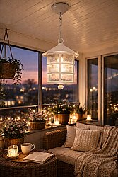 Zincirli Perge Fener Bahçe Aydınlatma Armatürü Beyaz